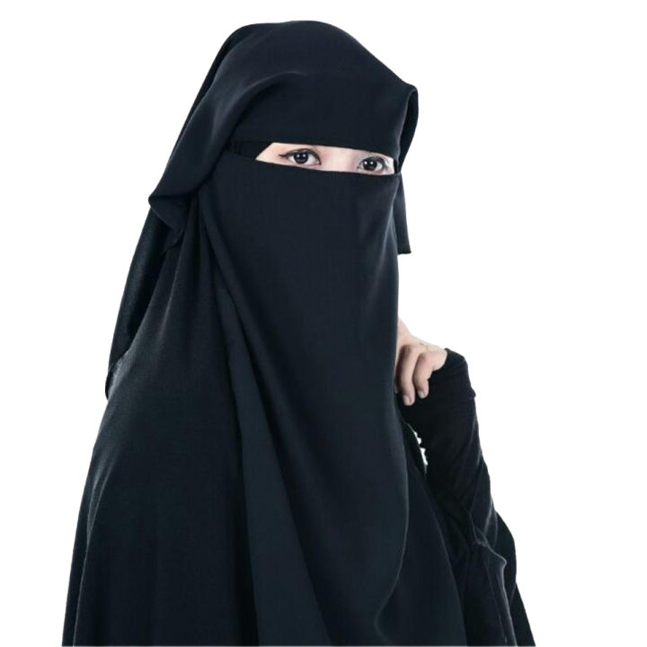 Triple Nakab Patti 3 Layer Big Size-Black Abaya Niqab Breathable Fabric Hijab Naqab Nakab for Women and Girls