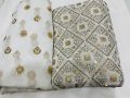 Pure Silk Chiffon Kameez Dupatta adorn with golden sequins and silk thread work. 
