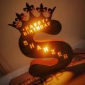 Happy Birthday Name Initial Letter With Full Name Inside LED Frame Gift. 