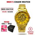 Golden Dragon Men’s Watch Fashion Stylish Quartz Movement Waterproof Stainless Steel Watch for Men. 