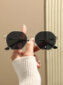Eldorado Trendy Metal Frame Sunglasses/ Retro Polygon Gradient Mirror Sunscreen Sunglasses. 