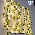 Luminous Ivy Garland -15 Feet Artificial Leaves Decorations- Plug-Operated LED Lights for an Enchanting Glow for Indoor & Outdoor Use. 