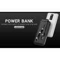 10000mAh Mini Power Bank with 4 in 1 Cable (Type B, Type C, Micro USB, Lightning) Fast Charging, LED Display, High Performance. 