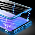 For Huawei P Smart Plus (2018) Casing 360° Full Body Transparent Tempered Glass with Magnetic Adsorption Metal Bumper Case Cover. 