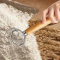 1pc Stainless Steel Handheld Manual Dough Mixer with Wooden Handle, 10.43"x2.95" Non-Stick Baking Tool, Egg Whisk for Bread Making, Pastry, and Cake. 