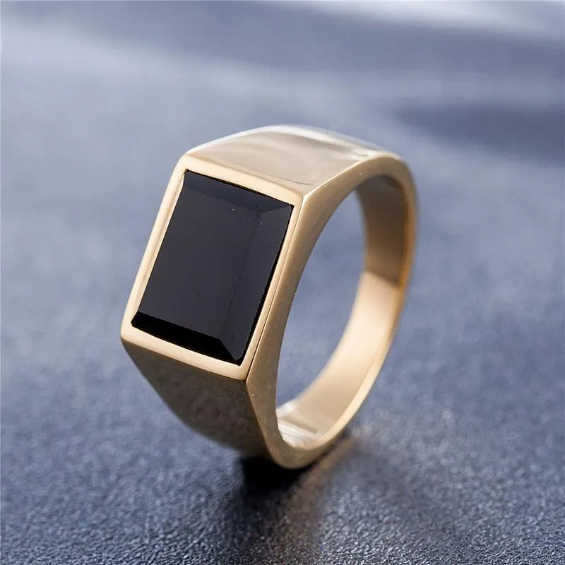 pc Signet Square Finger Rings for men titanium steel ring