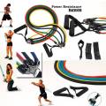 PACK OF ELEVEN RESISTANCE BANDS FOR GYM WORKOUT WITH ELASTIC TUBE. 