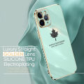 Hontinga for Tecno Camon 18 / Camon 18 P / Camon 18T Back Cover Luxury 6D Plating Maple Leaf Side Pattern Case Soft Silicone Square Phone Cases. 