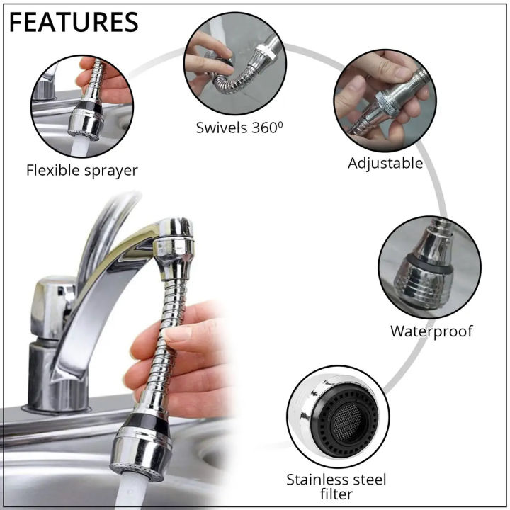 360 Flexible Faucet Sprayer, Hands-Free Sprayer, Water ExtenderTurns your Ordinary Faucet Into a Flexible