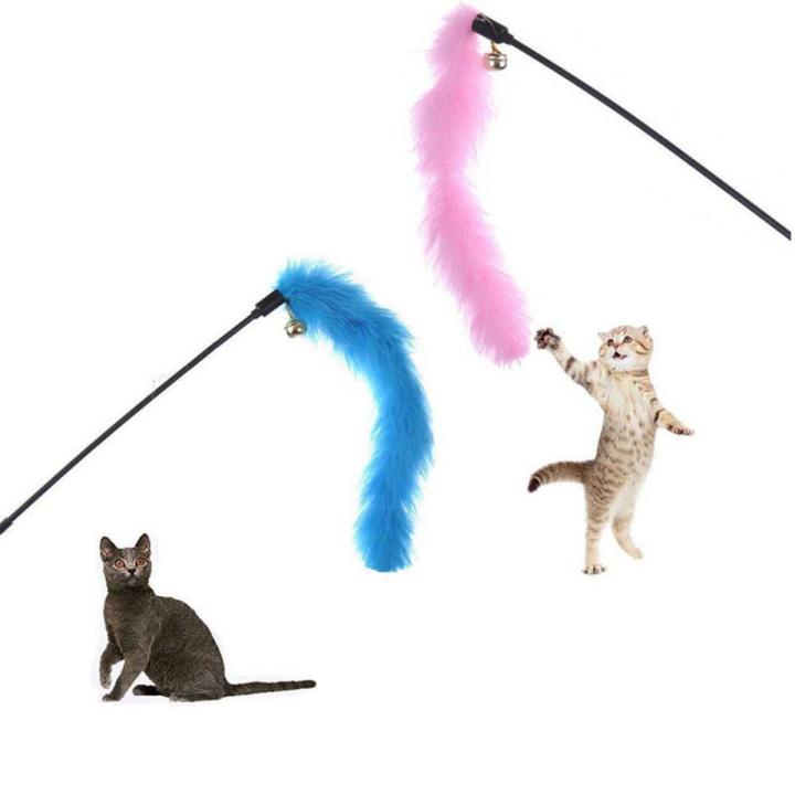【Footprint】 Random Color Funny Cat Stick Toys Colorful Turkey Feathers Tease Cat Stick Interactive Pet Toys For Cat Playing Toy Pet Supplies