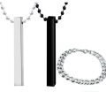 PACK OF 3 MEGA DEAL FASHION STAINLESS STEEL | BLACK 3D-BAR STICK LOCKET + TITANIUM RING + CUBAN LINK CHAIN BRACELET FOR BOYS AND GIRLS | TRENDY JEWELRY SET FOR MEN AND WOMEN. 