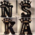 Customized Acrylic Lamp Decorative LED light night Lamp name alphabet. 
