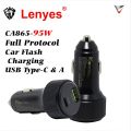 LENYES CA865 Car Charger 95W (USB type C + USB Type A). 