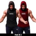The Vintage Clothing Pack of 2 sando tanks for men men's fitness gym muscle body building sleeveless hoodies tank top gym sando for men. 