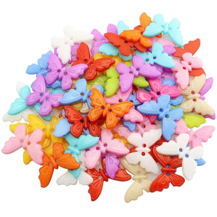 Butterfly Shaped Buttons Art and Craft Sewing Buttons Colorful Two Holes 20 Pcs 2.3cm x 1.5cm Diameter DIY Art and Craft Material