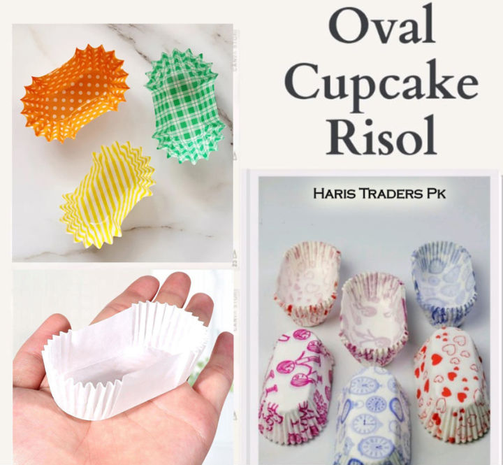 96Pcs Disposable Oval Eclair Cupcake Muffin Paper Liner Baking Cups - Multicolor