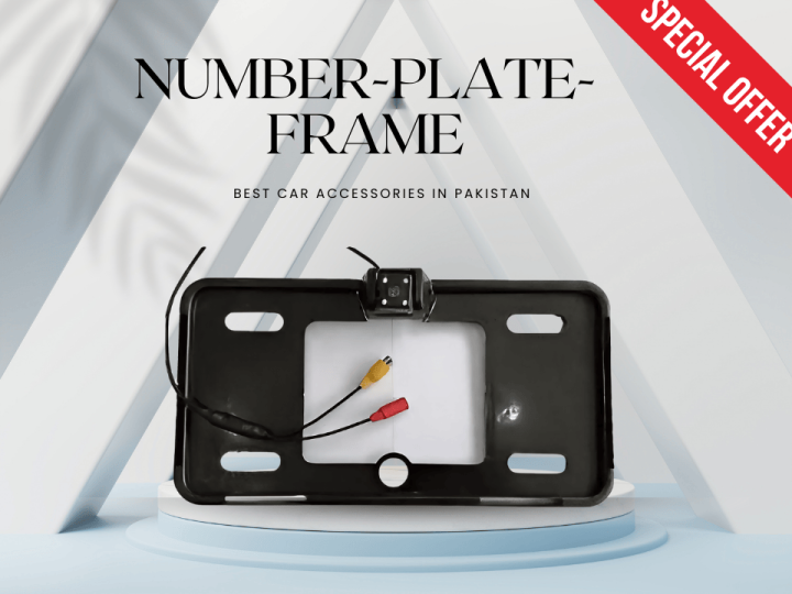 Ultra Slim Car Number Plate Frame Black | Customized Plate Frame with Back View Camera Fitting option| Car Accessories Pakistan