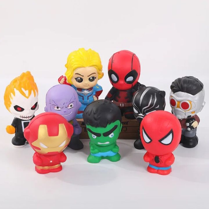 【Funny Bunny Toy Store】Marvel Avengers Hero Squishy Slow Rising Iron Man Thanos Squishies Toy Squeeze Stress Relief Toys For Kid