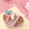 SP DEALZ Acrylic Heart Shape Jewelry Organizer Rings Earrings Holder Box Transparent Mini Storage Organizer Portable Display Storage Box for Travel and Trip (Blue). 