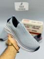 Skechers D'Lux Trail Running Shoes Memory Foam For Men Light Grey. 