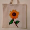Sunflower Hand Embroidered Tote Bag. 