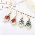 Rhombus Sapphire Earrings Fashion Earrings Valentine's Day Present. 