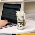 500ml 316 Stainless Steel Woman Flower Coffee Mug Cup Insulated Travel Mug With Lid Double Wall Vacuum,Leak Proof, Includes Straws and Portable Handle Rope. 