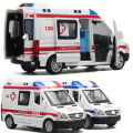 1/32 Alloy Diecast Car Model Ambulance Police Car Fire Engine Auto Model Metal Body Pull Back 5 Doors Open Vehicle Children Toys. 