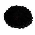 Black Velvet Scalloped Flower Appliques - 2.5 Inch - Pack of 16. 