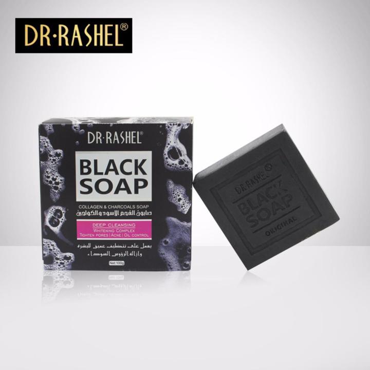 Dr.Rashel Collagen Deep Cleansing Bamboo Black Soap Skin Care Whitening Soap For Black Skin 100G Drl-1348
