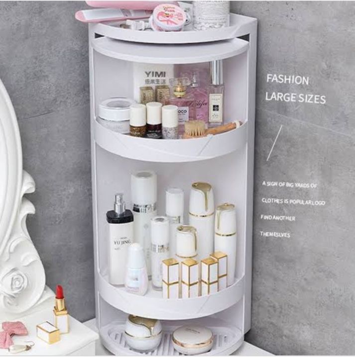 Bathroom Corner Cabinet 360 degree Rotating washroom storage | Daraz.pk