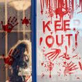 Halloween Window Decorations, Scary Bloody Handprint Footprint Vinyl Wall Decals Window Clings. 