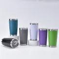 Factory direct supply 20oz car cup spray 304 stainless steel double-layer vacuum insulation cold insulation car ice bomber cup. 