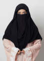 Misri Hijab With Attached Niqab - Super Breathable – Opaque Good Coverage Front and Back, Thick but Feels Light for Girl. 