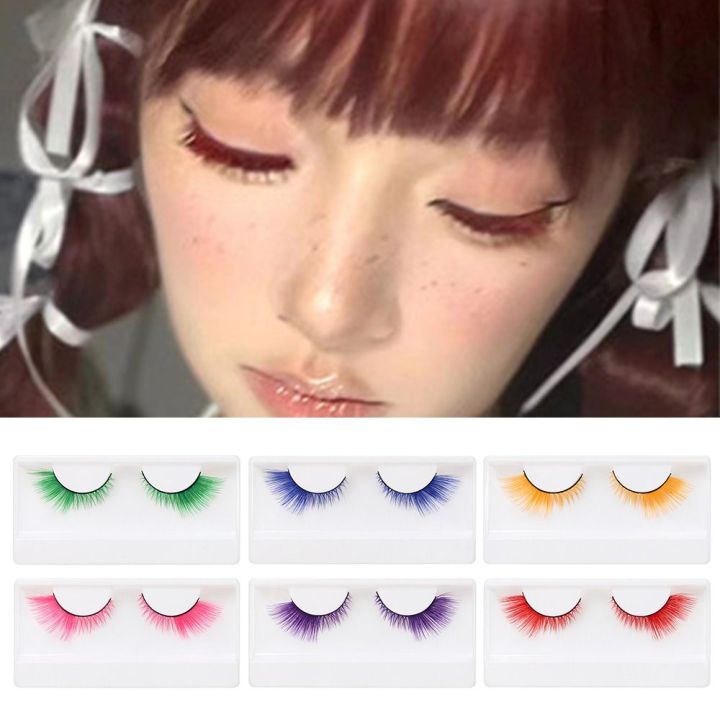 Unique False Lashes 1 Pairs Unique Dramatic Look Colorful False Eyelashes Masquerade Soft ...