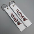 1 PC QATAR AIRWAYS Keychain White Double Sided Embroidered Keychain Fashion Gifts Pilot Trinkets. 