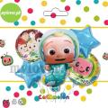 5-Pcs Cocomelon Theme Foil Balloons Set/Birthday Party Decorations, Celebrations. 