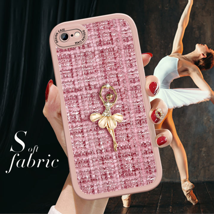 BILI for iPhone 6 6S Cover With Ballet Dancer Fabric Back Lens Protection Soft Silicone Phone Cases