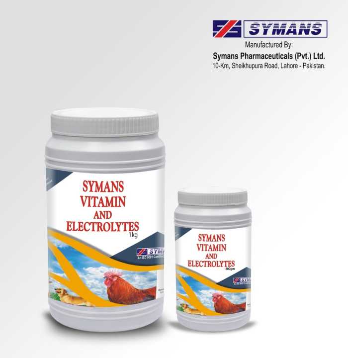 Symans Vitamin & Electrolytes – For Health & Productivity in Animals for - Birds - Poulrty - Livestock - Animals