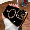 For iPhone 15 Pro Max Luxury Magsafe Magnetic Square Plating Frame Phone Case For iPhone 11 12 13 14 Plus Lens Protective Cover. 