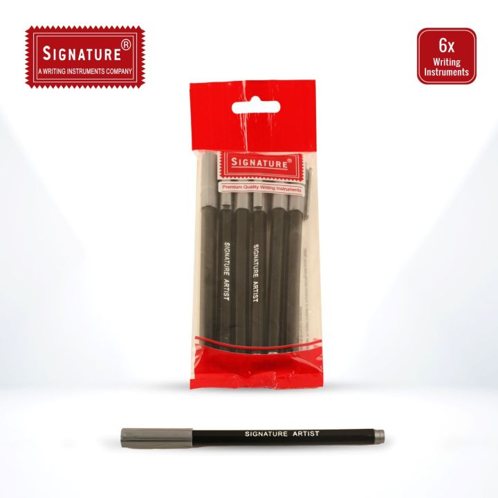 Pack of 6- Signature Artist Sketch Markers (Black ink)