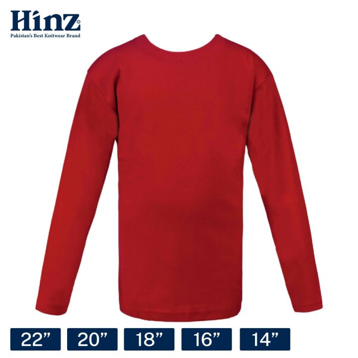 Hinz Youth Essential Round Neck Unisex Top (Full Sleeves) Combed Cotton Interlock