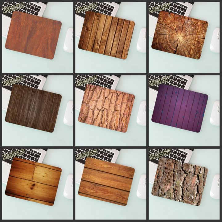 MRGBEST Brown Wood Grain Desk Pad Laptop Gaming Padmouse Rubber For