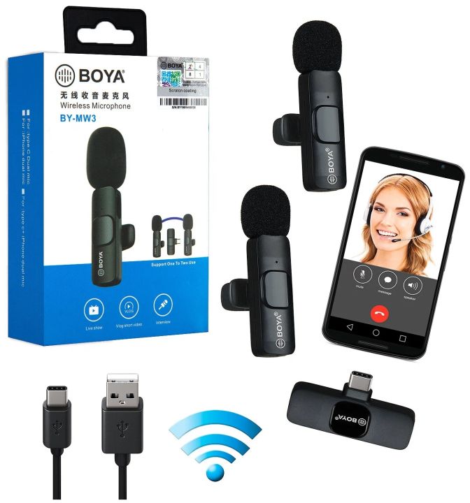100%25%20BOYA%20SINGLE%20Dual%20Wireless%20Microphone%20BYMW3%20K8%20WireLESS%20MIC%20Vlogging%20Mic%20with%20Microphone%20Accessories%20Video%20for%20Type%20C%20Android,%20IOS%20Lightining%20&%203.5mm%20Jack%20Specially%20Design%20for%20Live%20Video%20Shooting,%20Streaming,%20Short%20Video%20Recording%20&%20Personal%20Vloging%20-%20Image%202