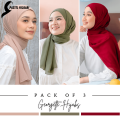 Pastel Hijaabi Pack of 3 Best Quality Chiffon Hijabs Georgette Hijabs Breathable Soft Fabric Modesty Stylish Lightweight Instant Hijabs Scarfs. 