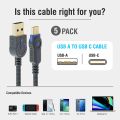 Volutz [Pack of 5] USB C Cable, Volutz Fast Charging Type C to USB Charger Cords, Gold-Plated, Nylon Braided (10ft, 6.5ft, 2x3.3ft, 1ft) for Samsung Galaxy S20 S10 S9 S8 Plus Note LG Google Pixel [Upgraded]. 
