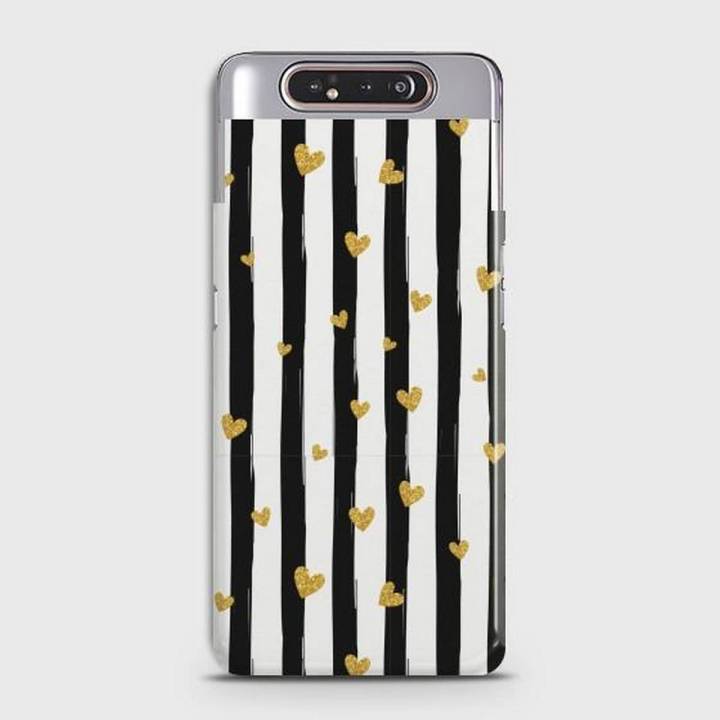 Samsung Galaxy A80 Cover - SkinLee HQ Hard Case - Glitter Heart Stripes - SKINLEE-300-1-492-351