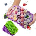 Silicone Honeycomb Ice Cube Tray with Lid – 37 Cavity Flexible BPA-Free Ice Mold – Reusable Ice Cube Maker for Freezer, Chocolate, Baby Food, Cocktails & More – Multicolor – Easy Release. 