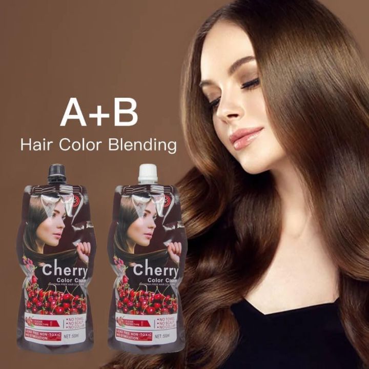 Cherry Brown Hair Color – Professional A+B Blending Cream | Safe ...
