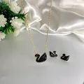 Iconic Swan Pendant & Stud Earring Set-Black Swan-Pure Stainless Steel-Anti tarnish Material-Imported Thai Quality-Water/Sweat Resistant.